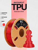 TPU - 95A нить (Filament Пруток) CLUB3D PRO - Прозрачно Красная (Transparent Red) 1KG (1,75мм)