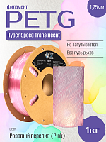 Высокоскоростной Полупрозрачный Hyper Speed Translucent  PETG пластик  CLUB3D Pro - Розовый перелив (Pink) 1KG (1,75мм)