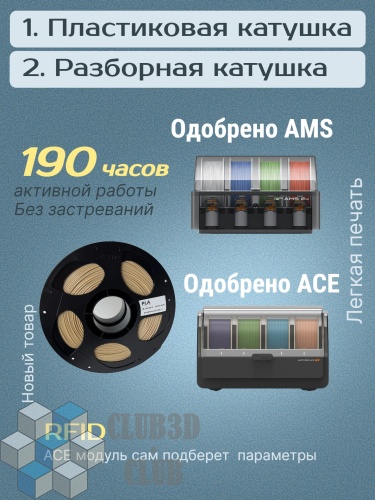PLA пластик (Filament Пруток) для FDM 3D принтеров CLUB3D Base - Насыщенный Пурпурный (Purple Opulence) 1KG (1,75мм) фото 2
