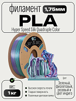 High Speed Ultra Silk PLA 4х цветный пластик CLUB3D PRO - Aurora Dream (Teal Green & Violet & Electric Pink & Indigo) 1KG (1,75мм)