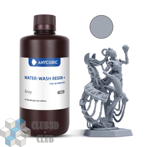 Фотополимерная смола Вода смываемая Anycubic Water-Wash Resin UV для 3Д принтеров LCD DLP 405нм , Серая , 1 литр