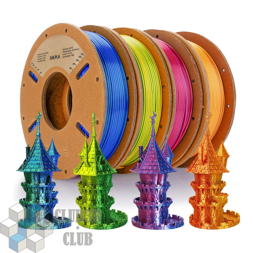 PLA Silk Двухцветный пластик (Filament Пруток) CLUB3D PRO - Разноцветный (Rainbow) T2 0,25KG*4 (1,75мм)