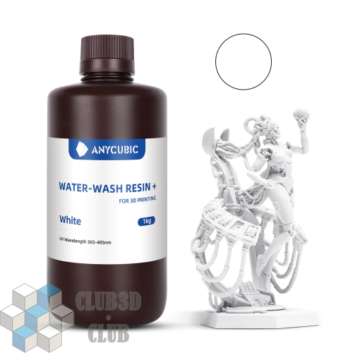 Фотополимерная смола Вода смываемая Anycubic Water-Wash Resin UV для 3Д принтеров LCD DLP 405нм , Белая (White) , 1 литр