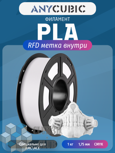 PLA пластик (Filament Пруток) для FDM 3D принтеров CLUB3D Base - Ярко Белый (White)1KG (1,75мм)